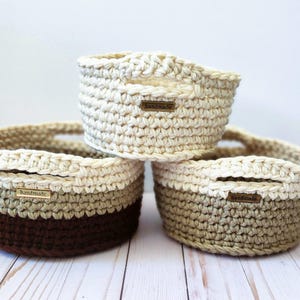 CROCHET PATTERN - Pierce Nesting Basket / Basket with Handles / PDF Download / Crochet Storage Basket