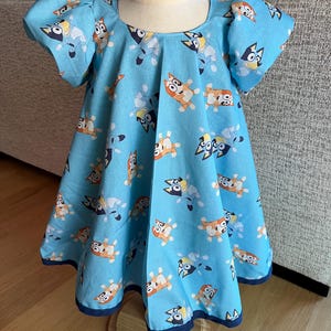 Handmade Blue Dog Toddler Girls dress - Size 4T
