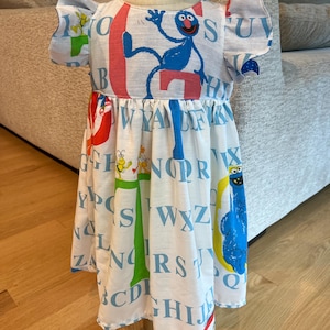 Vintage ABC Monsters Handmade Dress size 4T - First Day of School Preschool / Kindergarten Outfit