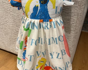 ABC Monster Vintage Handmade Toddler Dress –  1990s Bedsheet Dress