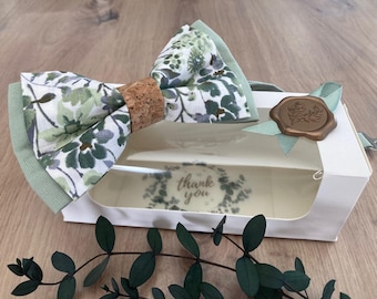 Noeuds Papillon Vert sauge - Liberty fleuris- Liège  - 2 variantes