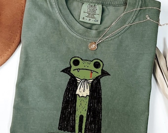 Vampire Frog Halloween Shirt, Cute Spooky Shirt, Funny Frog Tee, Funny Halloween Shirt, Frog Lover Halloween Gift, Comfort Colors Halloween
