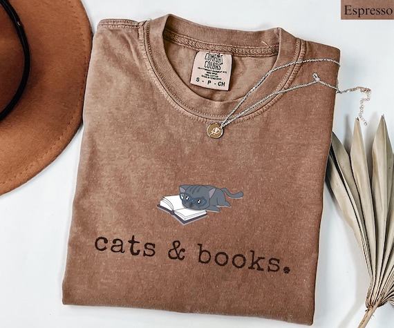 Cats and Books Shirt: Book Lover Tee, Librarian Gift
