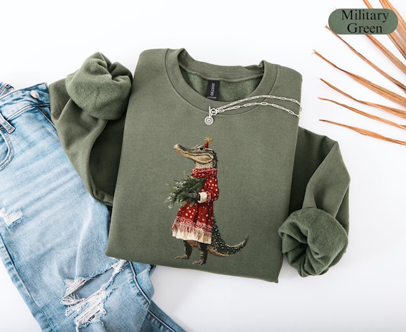 Alligator Christmas Sweatshirt, Crocodile Holiday Sweatshirt, Funny Christmas Shirts, Funny Animal Christmas Tee, Alligator Lover Gift
