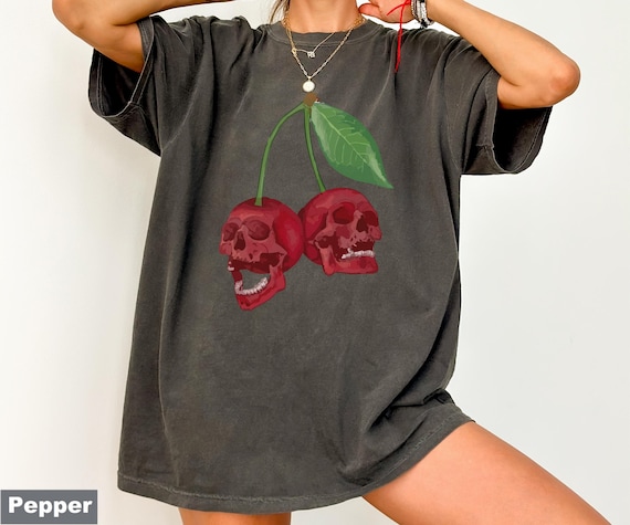 Comfort Colors® Cherry Skull Shirt, Halloween Sweatshirt, Skull Shirt, Skull Lover Gift, Halloween Cherry Skulls Shirt, Funny Cherry Tshirt