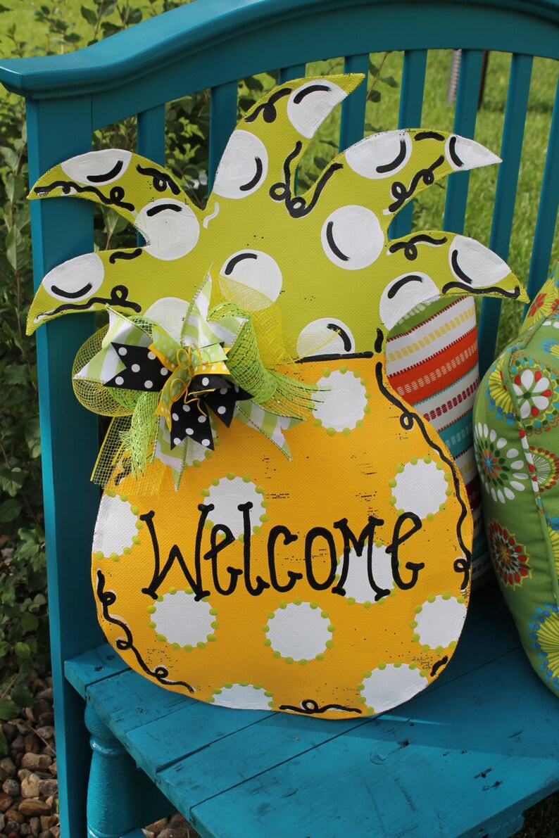 Polka Dot Pineapple Door Hanger | Etsy