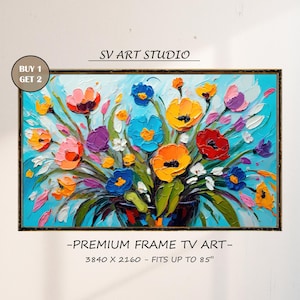Vibrant Floral Bouquet Frame TV Art, Colorful Flower Painting, Spring Blossoms, Art for Frame TV, Digital Painting for 4K Samsung Frame TV