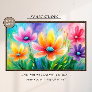 Blossoming Colors Frame TV Art, lebendige Blumenmalerei, Frühlingssommer Wandkunst, digitaler Download, Frühlingsschönheit, Kunst für Samsung Frame TV