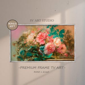 Floral Impressionist Painting: Pink Flower Frame TV Art (Instant Digital Download)