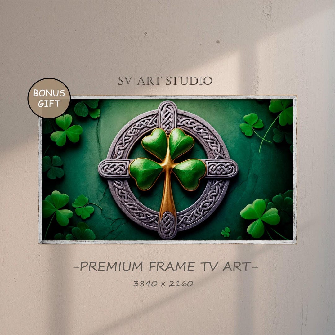 St Patrick S Day Frame Tv Art Celtic Knot Shamrock Digital Download