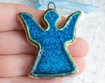 Geode Angel ornament, Mother's Day tree decor, turquoise blue ornament, hanging angel ornament,  home decor, Good Luck gifts