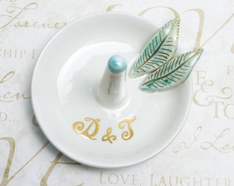Custom Ring Dish, Ceramic Jewelry Holder, wedding gift, bridesmaid engagement gifts