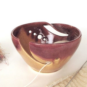 Large rustic yarn bowl, yarn holder, Autumn Gold, twisted leaf bowl, knitting crochet bowls, knit organizer, Mother's Day gifts, IN STOCK