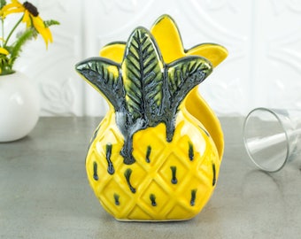 Yellow Green Pineapple napkin holder, Sponge Holder, Tropical Decor, Handmade ceramics Pottery, Housewarming, Kitchen, Mother's Day gifts