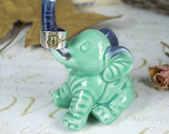 Elephant ring holder, Lucky Elephant, mint pastel jewelry Ring Holder, ceramics, Green blue Decor,  gift for mom, gift for her under 25
