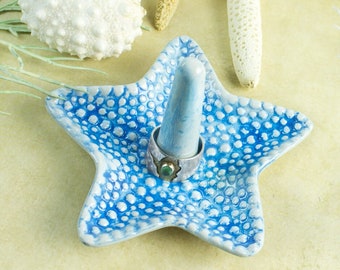 Turquoise teal Starfish Ring Holder Bowl, ceramics Ring dish, handmade pottery, Mother's Day gift ideas, gifts for her