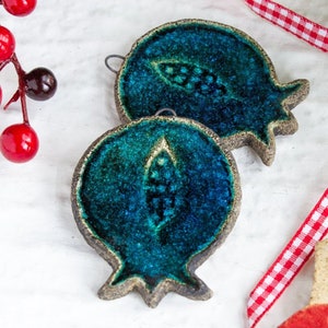 Keramik Granatapfel Ornament, Glücksgeschenk, türkis blau, Steingut, Boho, rustikal, Woodland, neue Wohnkultur, Tagesgeschenke