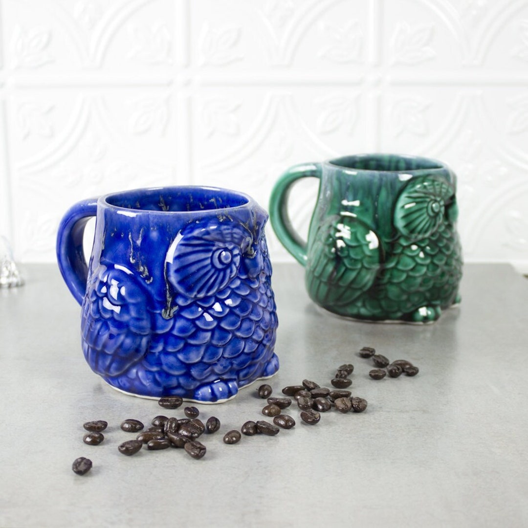 Ceramic Coffee Travel mug, Eggplant Purple BlueRoomPottery with