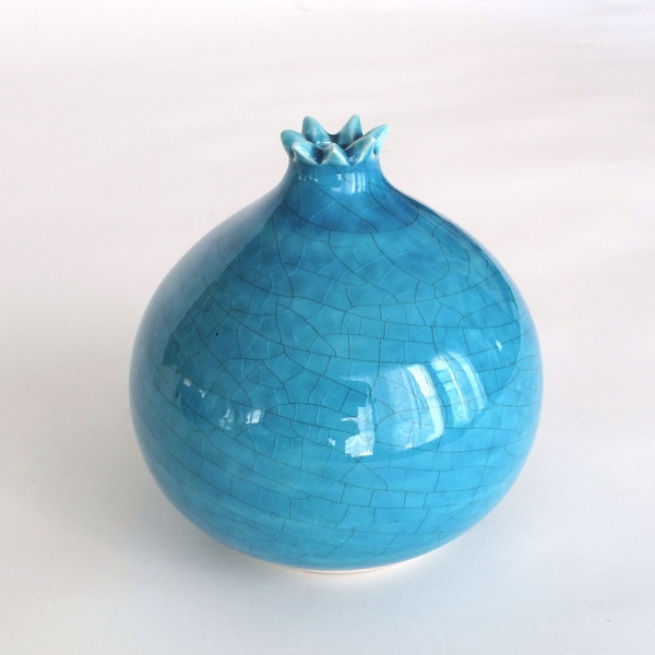 Ceramic bud vase Pomegranate, Robin's egg blue turquoise Modern Pottery Minimalist, Mother's day gift, teacher gift, Handmade Clay Ceramics