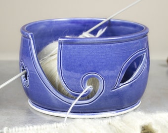 Blue ceramics Yarn bowl, Knitting Bowl, Pottery yarn bowl, knit, yarn organizer, Crochet Bowl, knitter gift, diy - MADE to ORDER for you