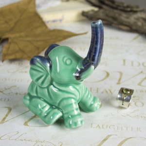 Elephant ring holder, Lucky Elephant Cobalt Blue jewelry dish, wedding bridesmaid gifts, engagement gift, gift for her image 5