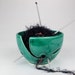 Emerald Green Yarn bowl, Knitting Bowl, Crochet bowl, knitter gift, leaves, Ceramic Yarn holder, Spring gift, diy knit storage orgarization 
