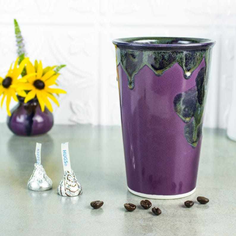 Ceramic Coffee Travel Mug 14 Oz to Go Mug W Silicone Lid Etsy