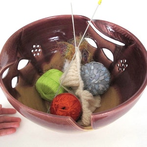 Extra Large Yarn Bowl Jumbo Yarn Bowl With Multiple Holes Design Extra Large  Yarn Bowl Knitting Bowl Crochet STONEWARE 