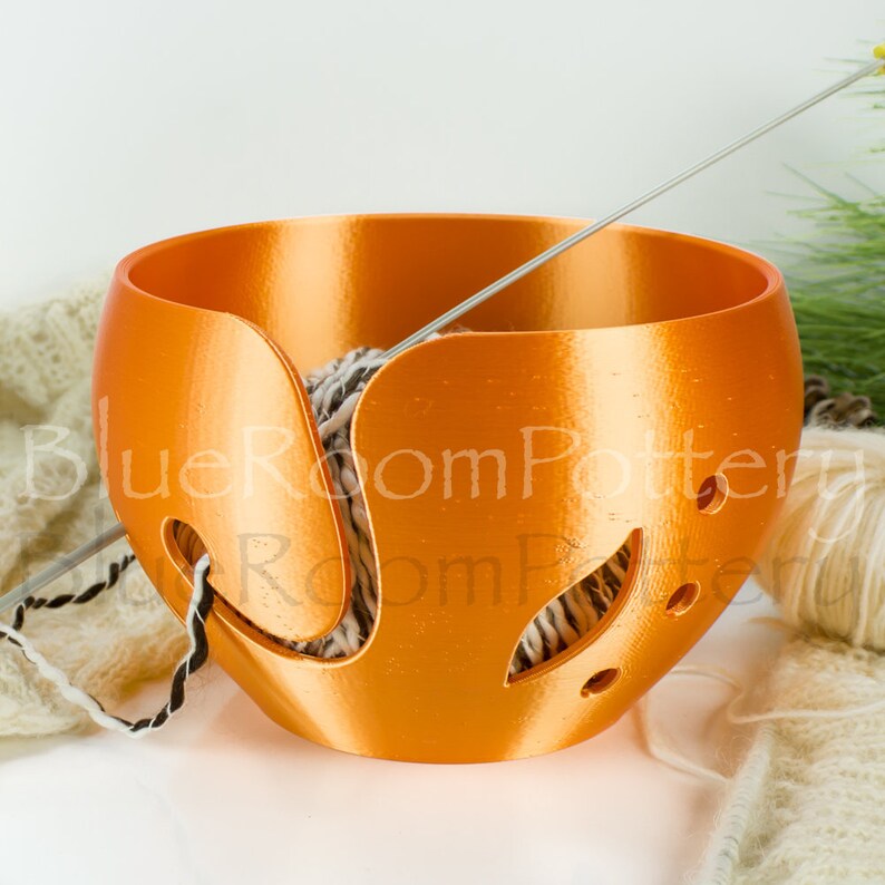 Regular Yarn Bowl Orange Leaf Knitting Bowl SMOOTH Holes and Etsy