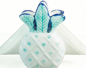 Pineapple napkin holder, Sponge Holder, White Pineapple Decor, Mint Green Blue, Handmade Kitchen Pottery Ceramics,Mother's Day gifts