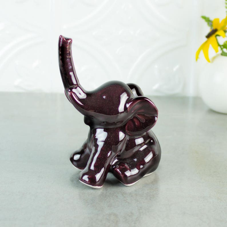 Burgundy Elephant ring holder, Mothers Day gift ideas, Lucky Purple Elephant, jewelry Holders, elephant gift, gift for her image 2