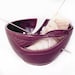 Yarn Bowl Knitting Bowl eggplant purple large odorless clean ceramic pottery holder organizer twisted leaf - MADE TO ORDER 