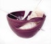 Yarn Bowl Knitting Bowl eggplant purple large odorless clean ceramic pottery holder organizer twisted leaf - MADE TO ORDER 