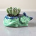 Kitty small flower pot, air plant holder, ceramic desk decor succulent planter, green blue cactus planter , cat lover gift. spring garden 