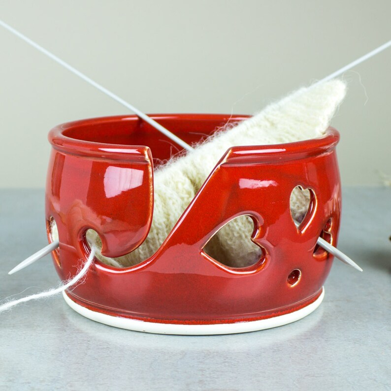 Red Heart Yarn Bowl Knitting Bowl Yarn Holder Crochet Bowl Etsy