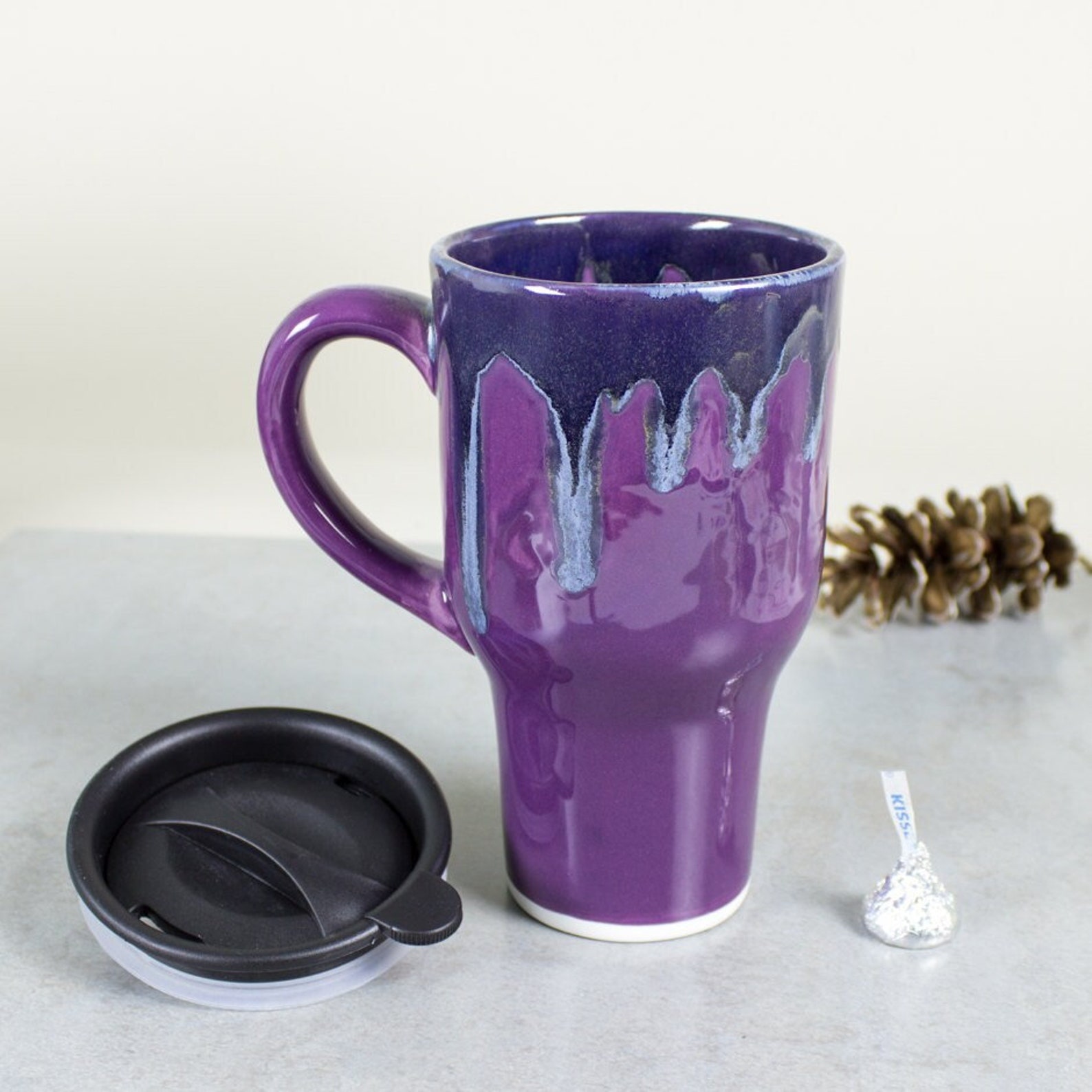 Reusable travel mug Ceramic Coffee mugs with handle & lid Etsy
