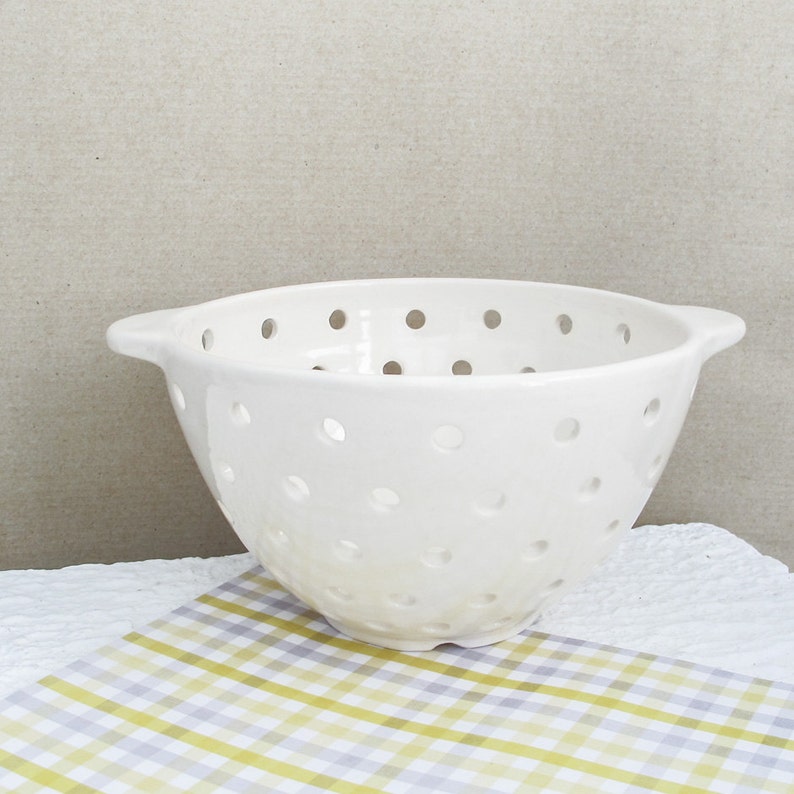 Large Pottery Colander with Handles Berry Bowl Holiday decor Etsy