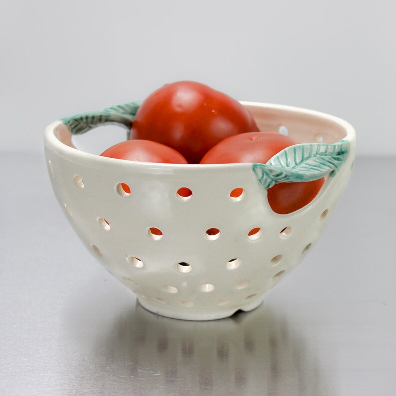 White Modern Berry Bowl Colander Large Handmade Ceramic Bowl Etsy