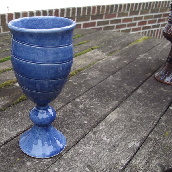 Serving Wine Goblet Frothy Watery Blue Early Christmas Gift Handmade Ceramic cup rustic fall farmhouse decor