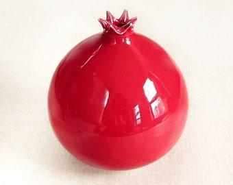 Ceramic Red Pomegranate vase, Pottery Fruit, wheel thrown bud Vase, Modern Housewarming Gift, good luck gift, for new home - Made to order