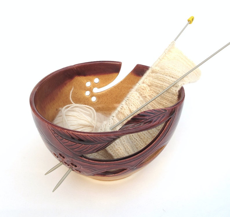 Yarn Bowl Knitting bowl LARGE 8 Autumn Gold yarn Etsy