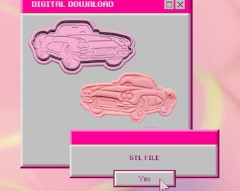 Klassieke auto STL, koekjesvormer en reliëfstempel voor fondantsuikerkoekje, DIGITALE DOWNLOAD, You're a Classic Car