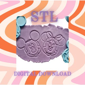 STL DIGITAL DOWNLOAD Mouse Inspired Cookie Cutter and Stamp set of 2