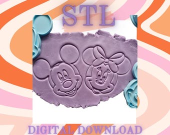 STL DIGITAL DOWNLOAD Maus inspiriert Cookie Cutter und Stempel Set von 2