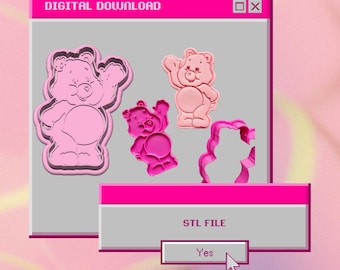 File STL con tagliabiscotti e timbro "Orsetto del Cuore" (download digitale)