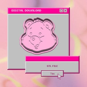 Cute Bear Head, STL, Cookie Cutter and Emboss Stamp, DIGITAL DOWNLOAD