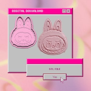 Bubu Monster, STL, Cookie Cutter and Emboss Stamp, DIGITAL DOWNLOAD