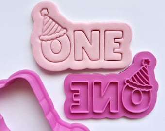 One with Party Hat, Birthday, Cookie Cutter and Emboss Stamp
