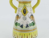 Deruta Italian Pottery Double Handled Vase Jug Signed Hand Painted