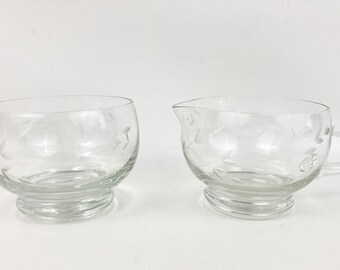 Princess House Heritage Etched Creamer & Sugar Bowl Set